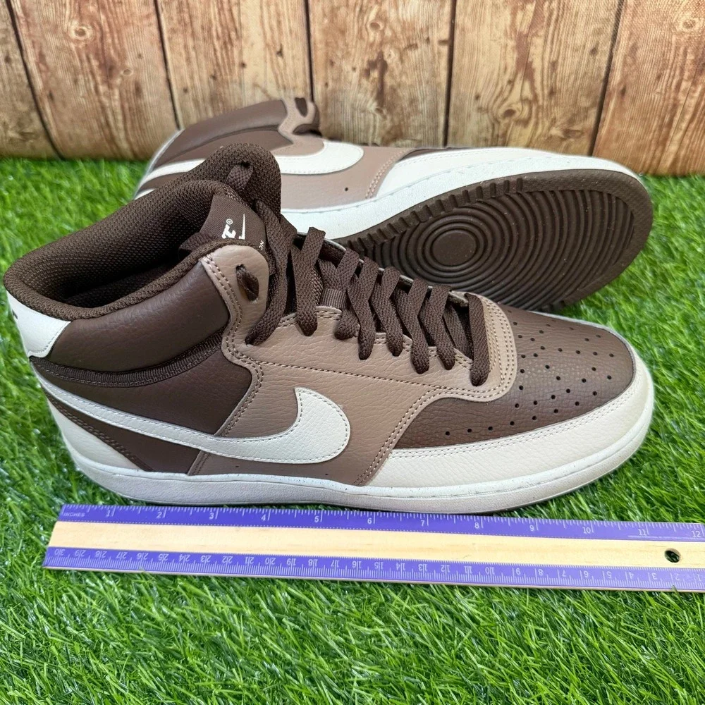 Nike Court Vision Mid NN Sneakers Mens size 10.5 Brown Light Bone Casual Shoes